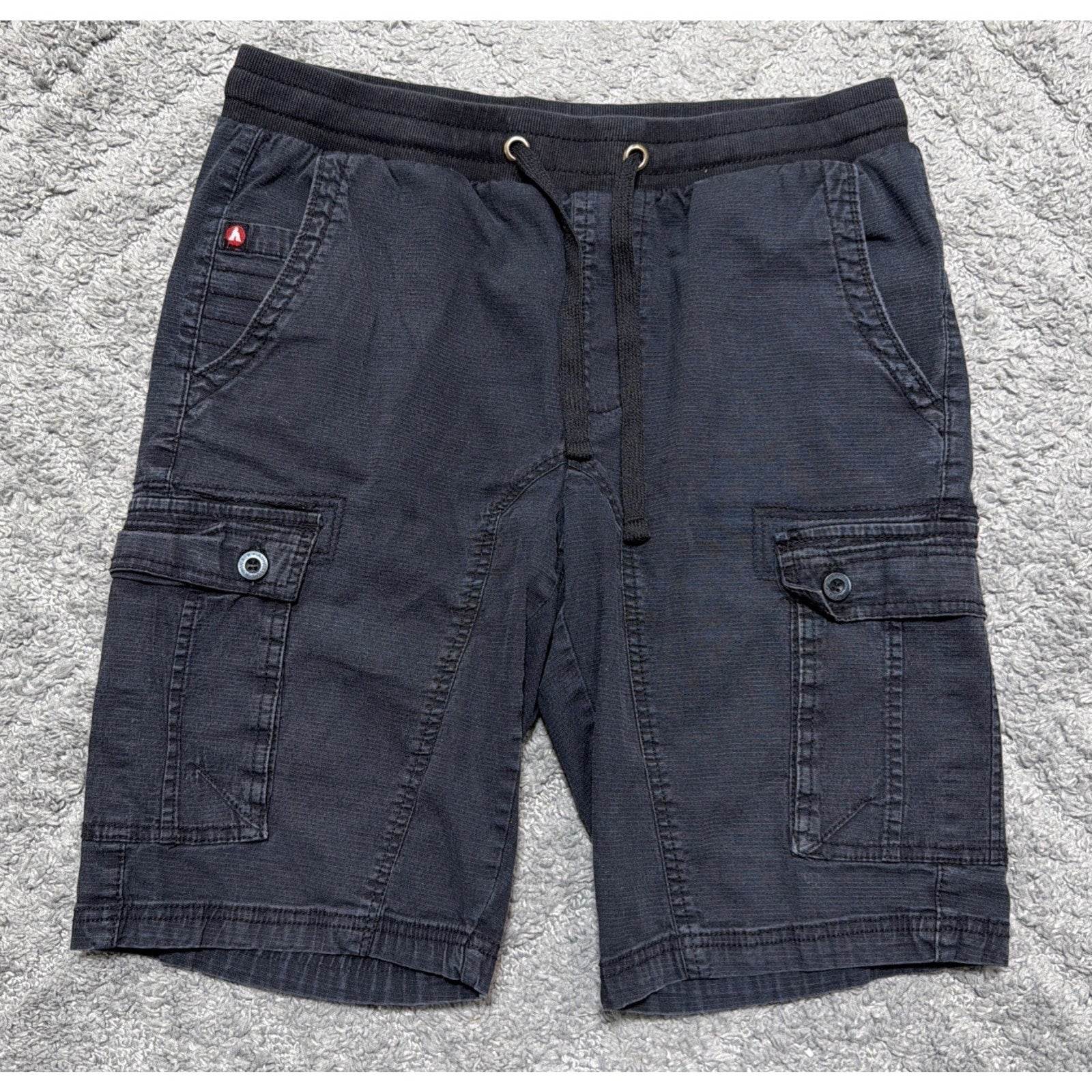 Airwalk Y2K Black Drawstring Cargo Shorts Skate Surf Size Small 30x10