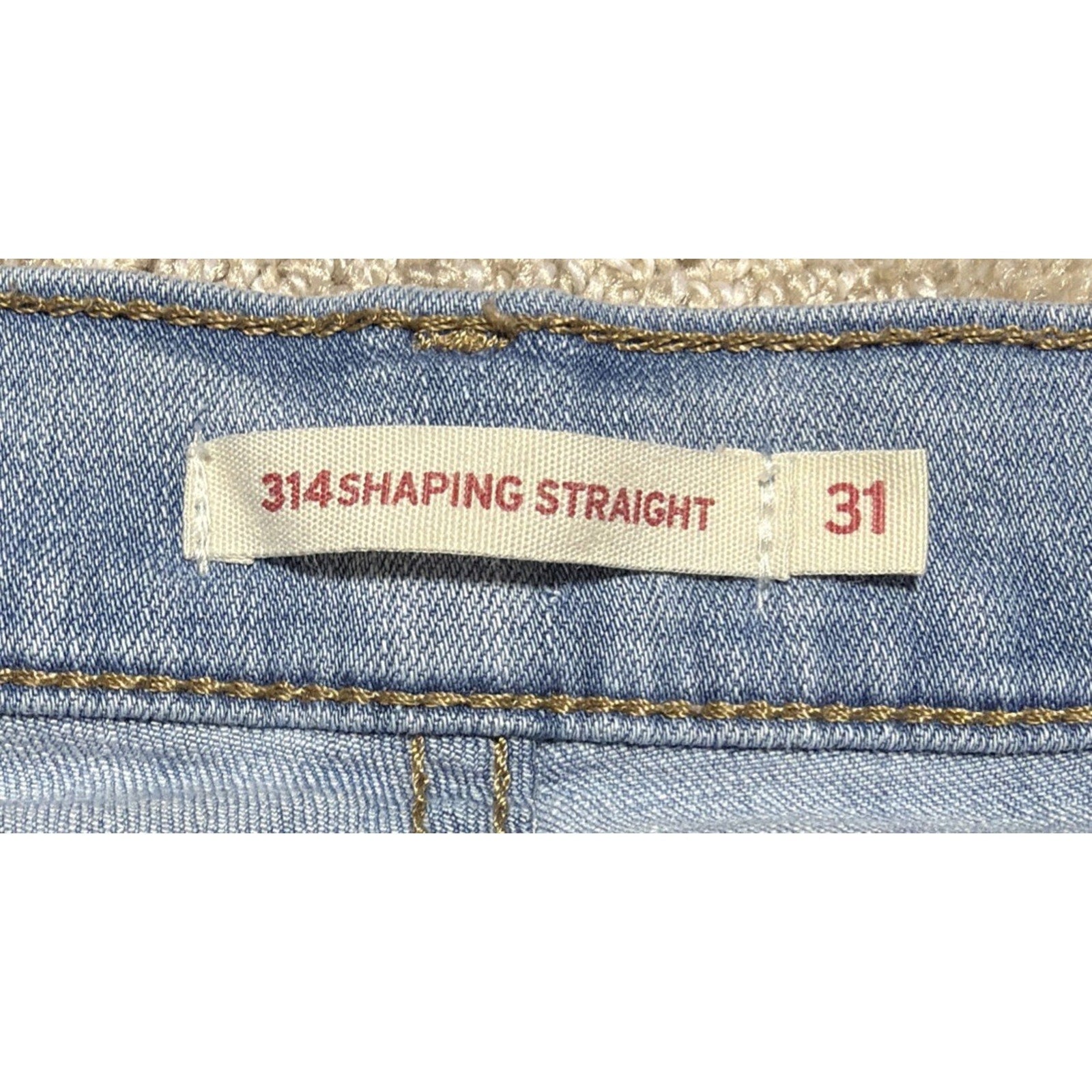 Levi's 314 Shaping Straight Jeans Womens 31 Blue Denim Stretch Light Wash Excell