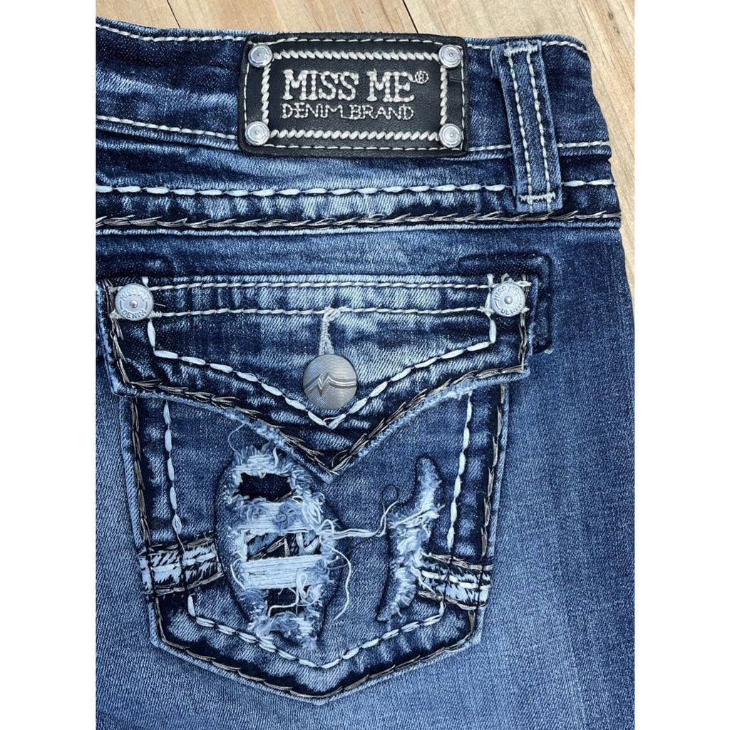 Miss Me Womens Jeans Size 28 Blue Denim Boyfriend Capri Mid Rise Stretch