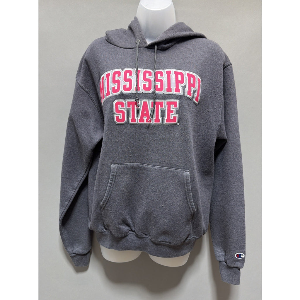 VTG WOMENS CHAMPION MISSISSIPPI STATE BULLDOGS PULLOVER FLEECE HOODIE SIZE M