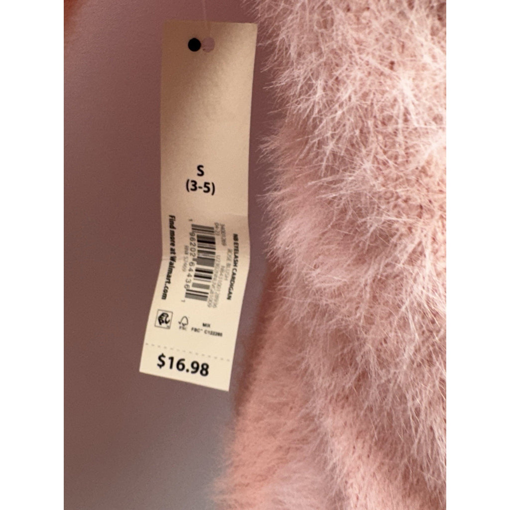 No Boundaries Eyelash Mock Neck Pink Soft Cardigan Sweater Junior Size Small