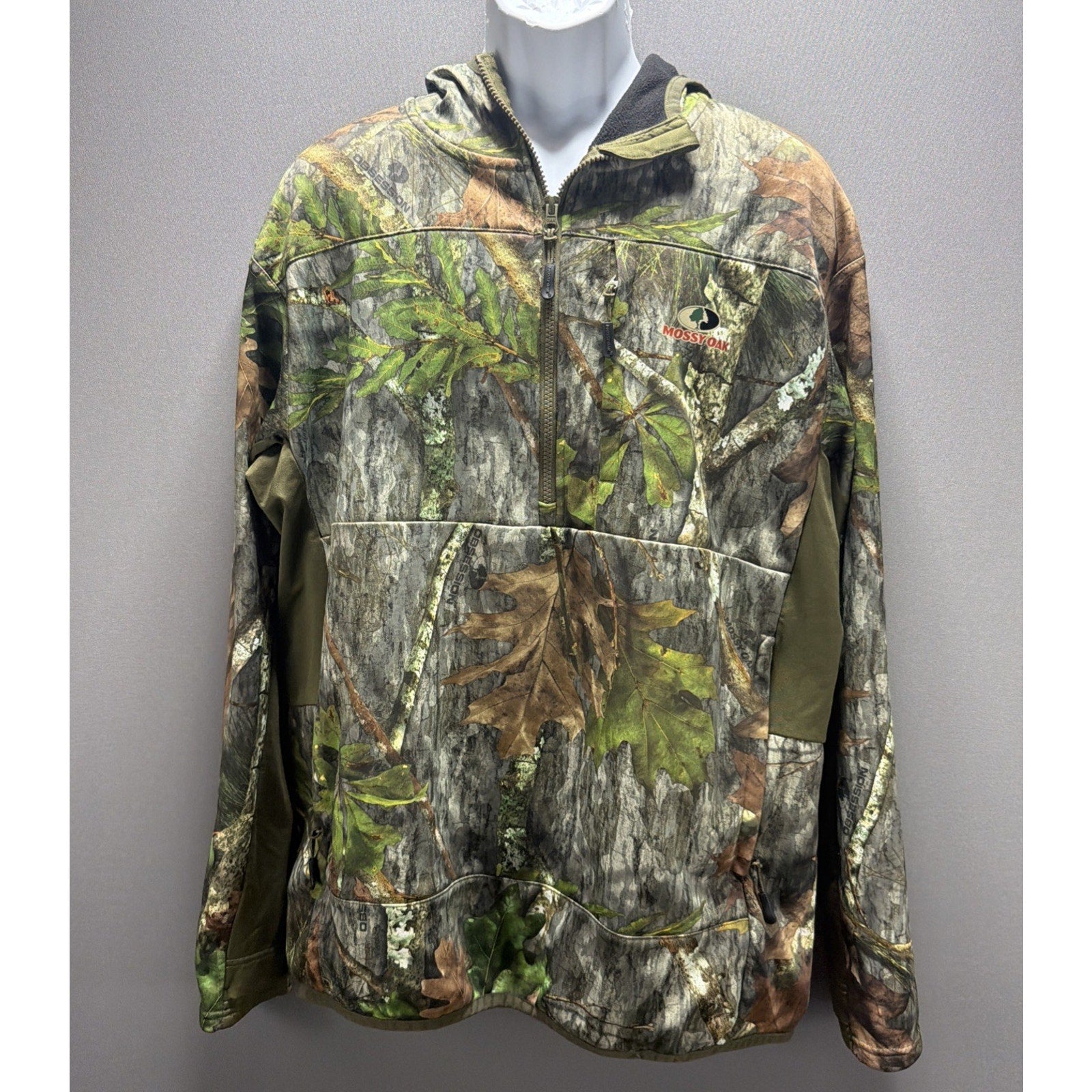 Mens Mossy Oak Obsession 1/4 Zip Hoodie Hunting Fishing Camping Size XL NWOT