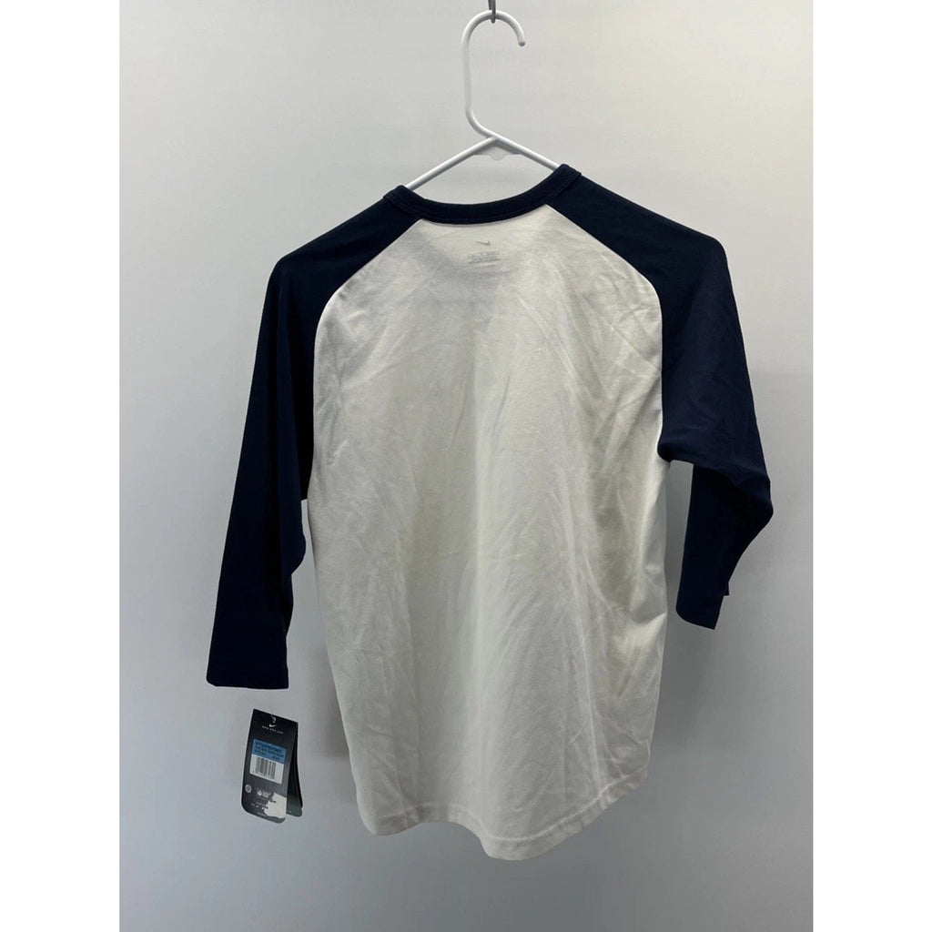 NWT NIKE DRI-FIT RAGLAN BASEBALL SHIRT Pull Over BLUE WHITE YOUTH MED
