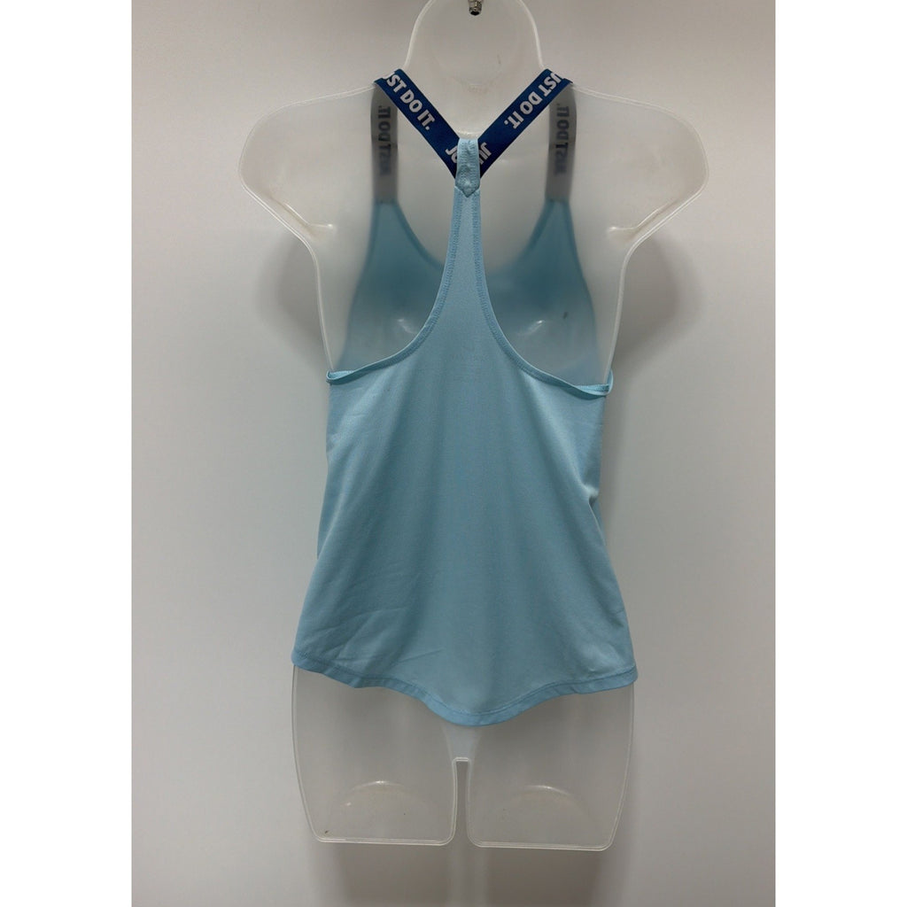 NIKE Elastika Double Strap Tank Top size XS SWOOSH Light Blue