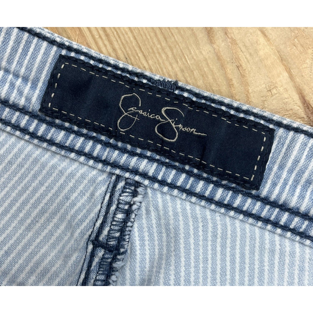 Jessica Simpson Denim Cut Off Stripe Shorts Size 30