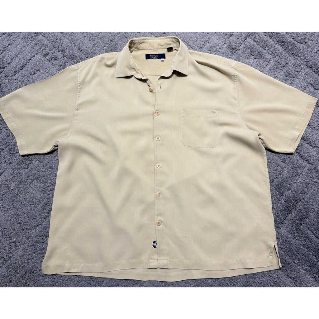 Nat Nast Luxury Originals XXL Silk Embroidered Camp Button-Up Shirt