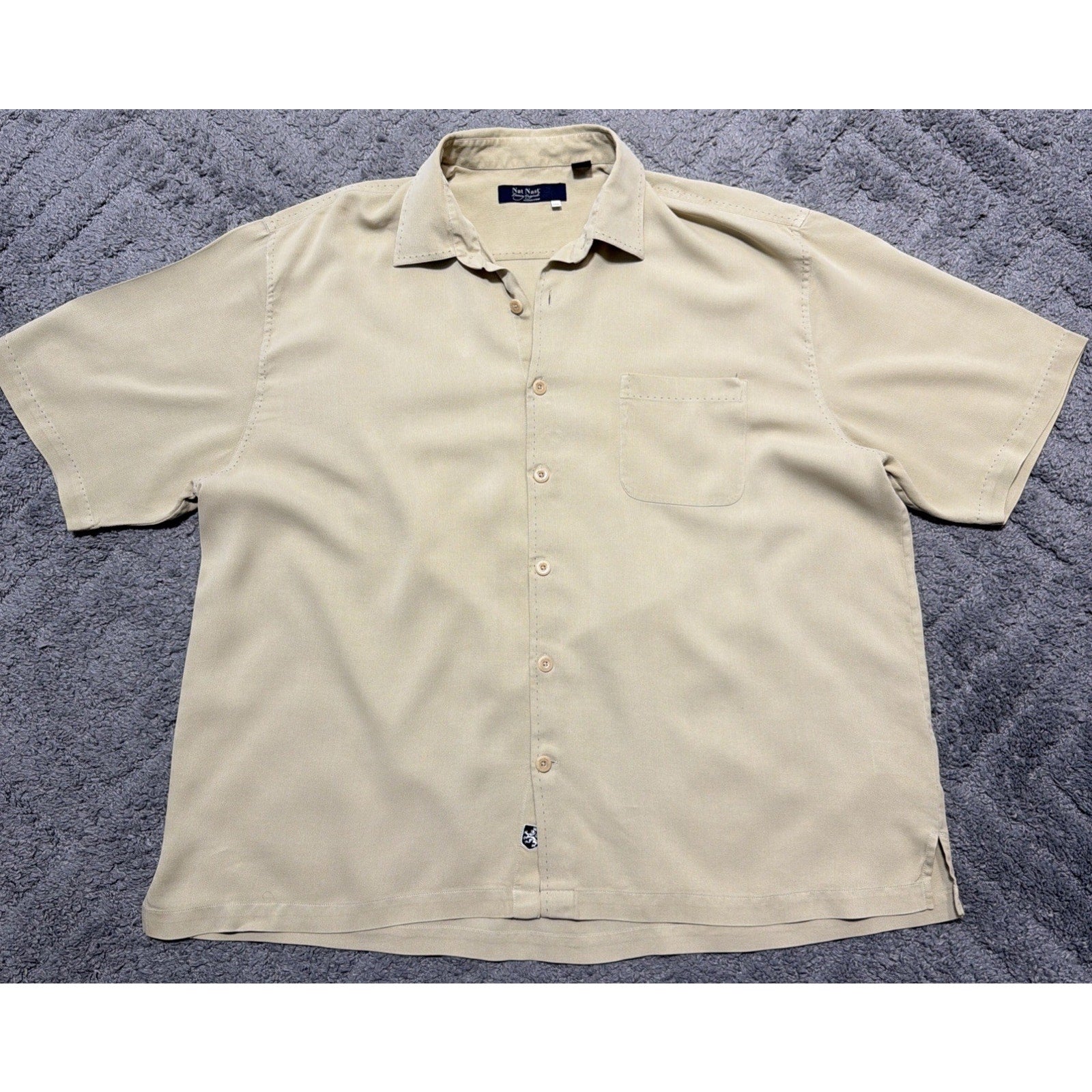 Nat Nast Luxury Originals XXL Silk Embroidered Camp Button-Up Shirt