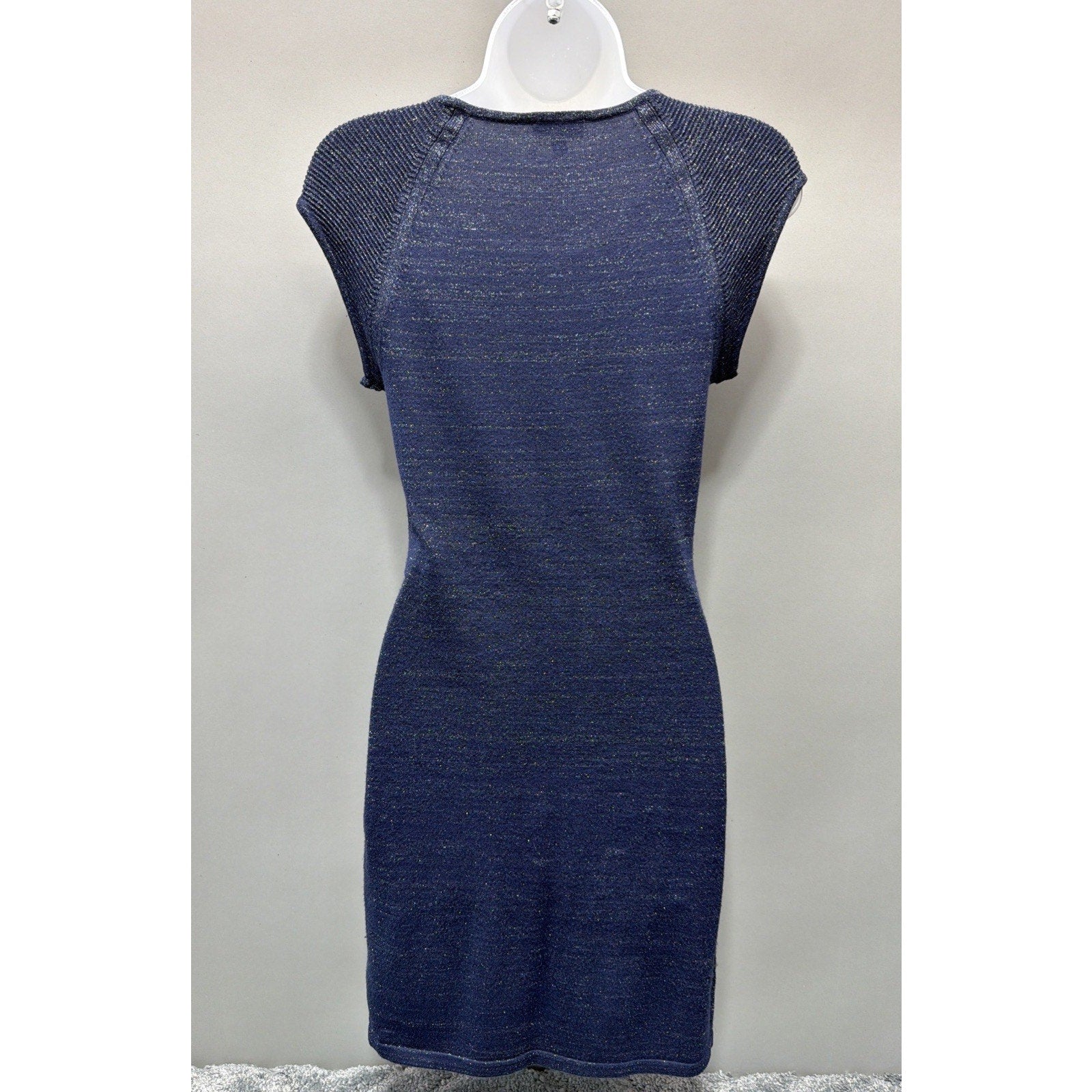 Express Womens Dress Size Small Blue Scoop Neck Metallic Stretch Sleeveless