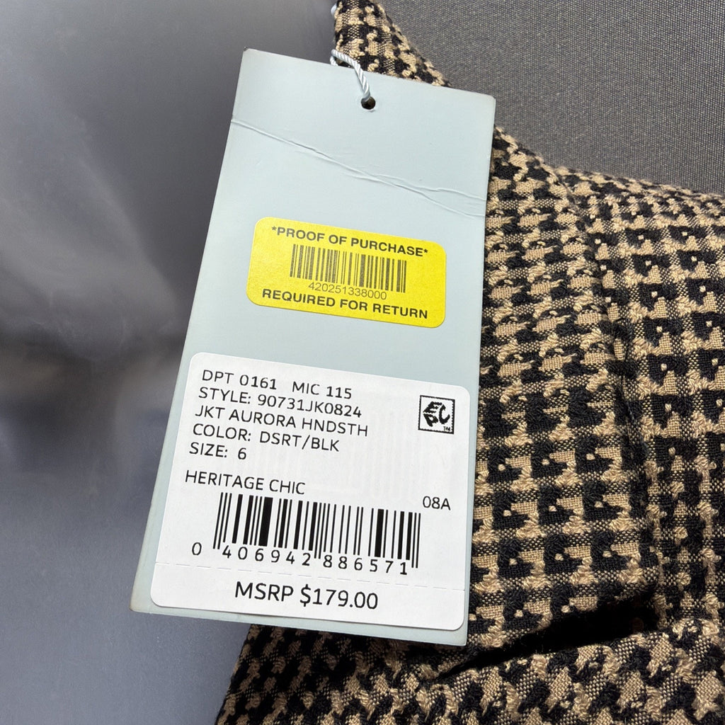 NWT Antonio Melani Women's Houndstooth Double Breasted Blazer Size 6 MSRP$195