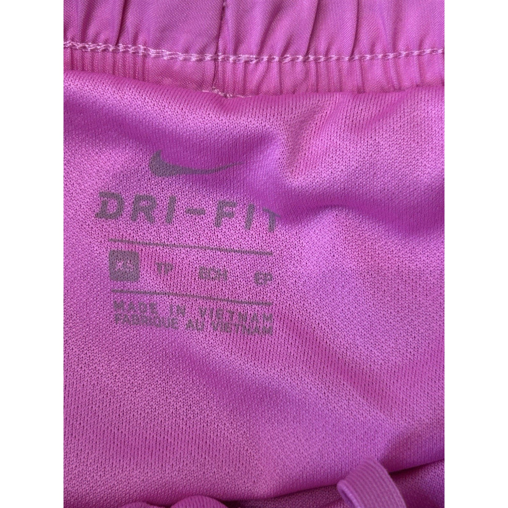 Nike Women's Size XS Athletic Shorts Dri Fit Gym Run Pink-White Polyester Liner.