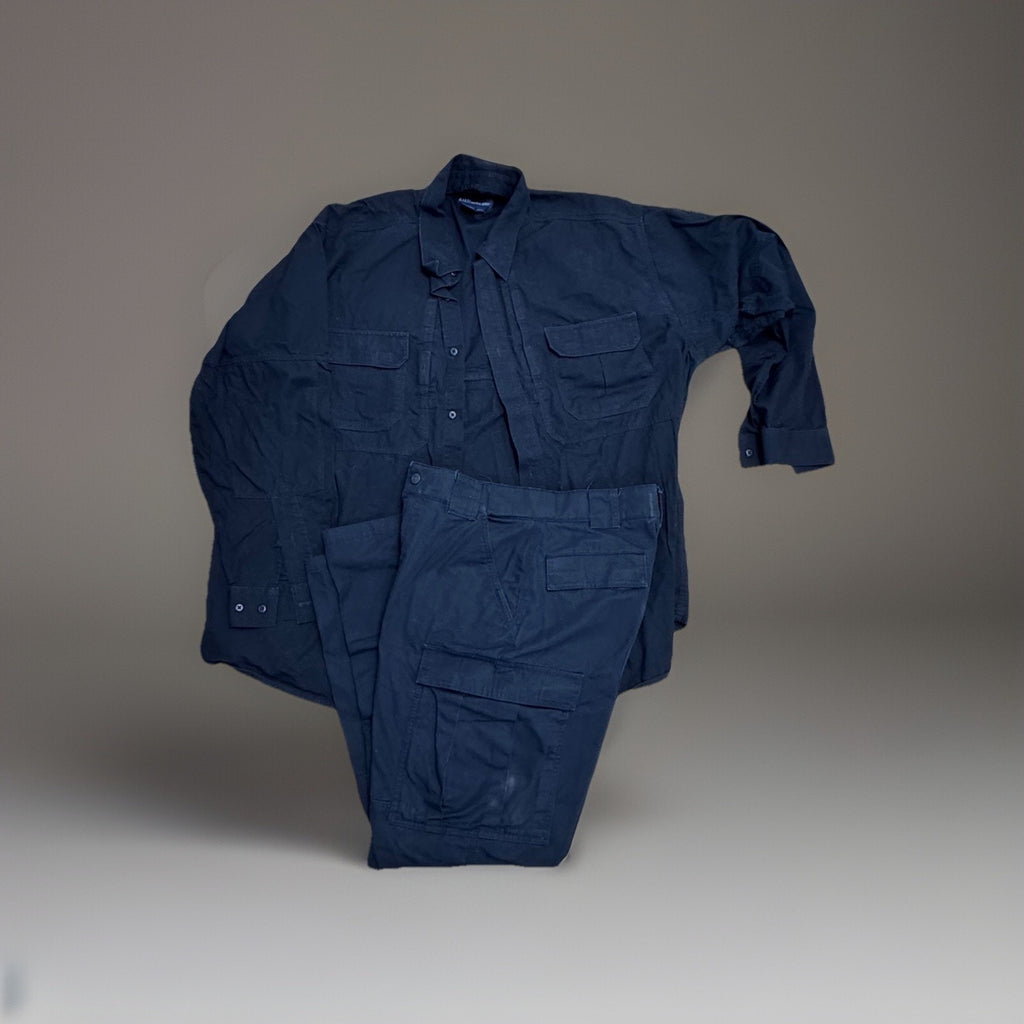 Tactical Midnight Navy TDU Shirt and Pant Set, Sz 2XL Shirt 31.5-35 Adj