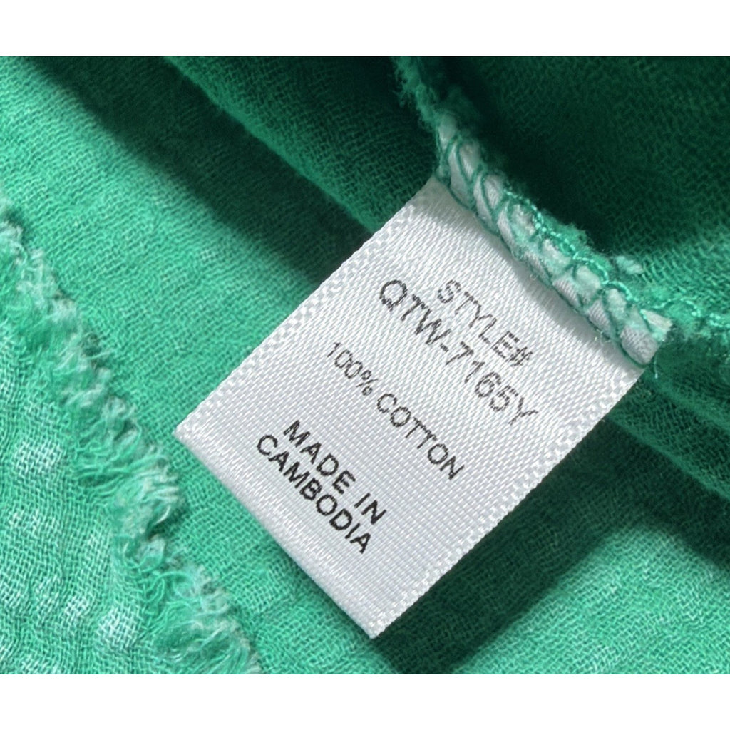 Zenana Washed Gauze Button Pullover Hoodie Green Sz Small