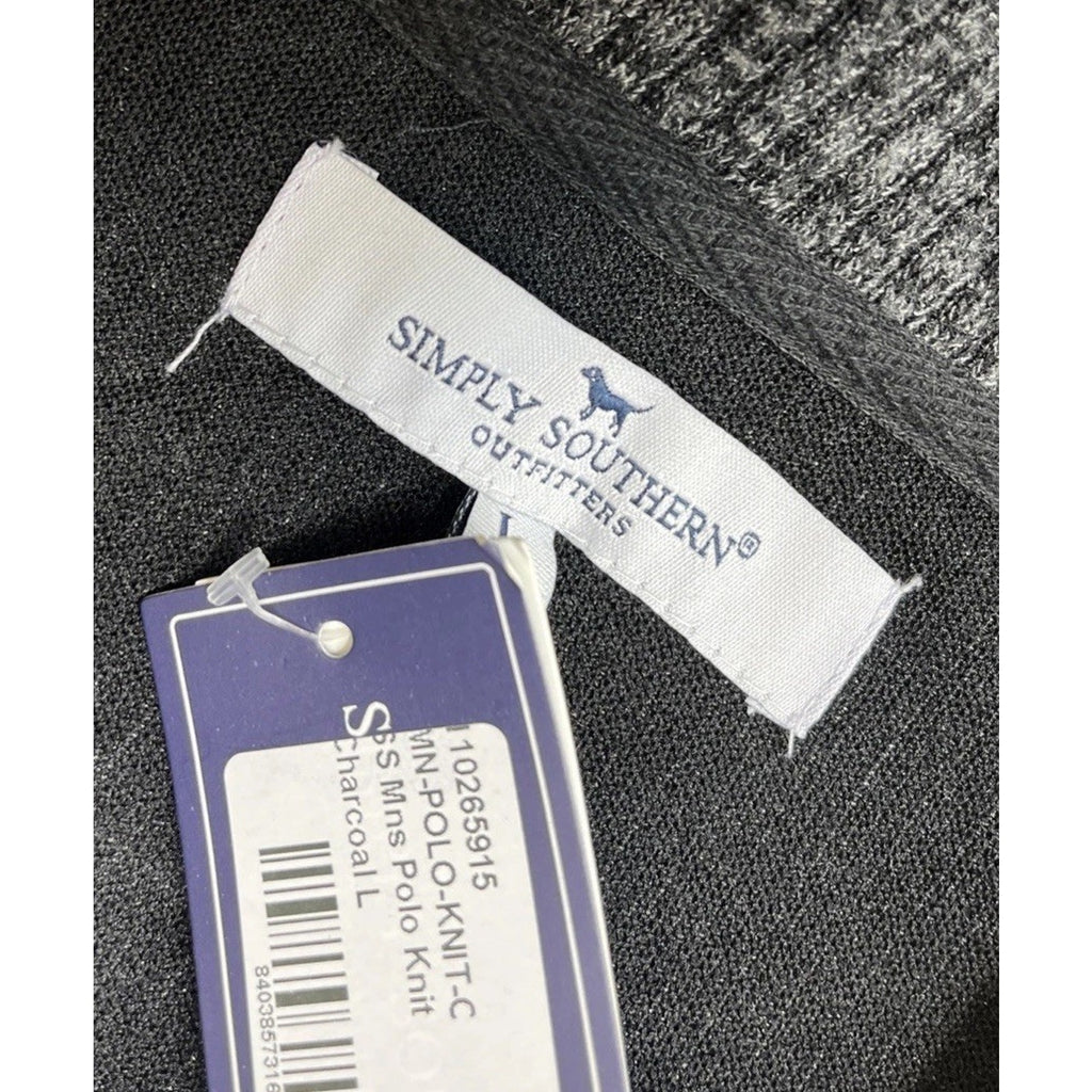 Simply Southern Charcoal Gray Long Sleeve Polo Knit Size Large Men’s
