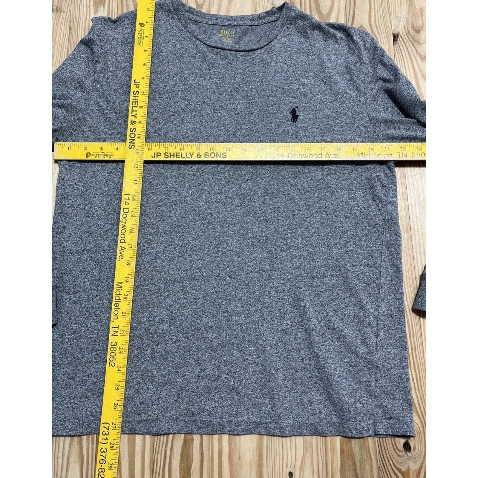 Polo Ralph Lauren T Shirt Mens M Gray Heathered Casual Long Sleeve