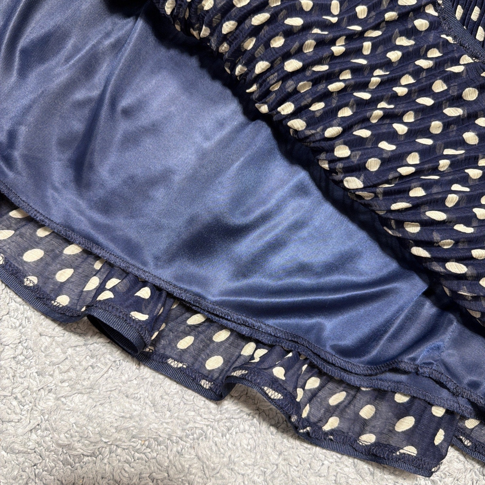 New Forever 21 Skirt Navy Blue Polka Dots Accordion Pleat Women’s Junior’s S