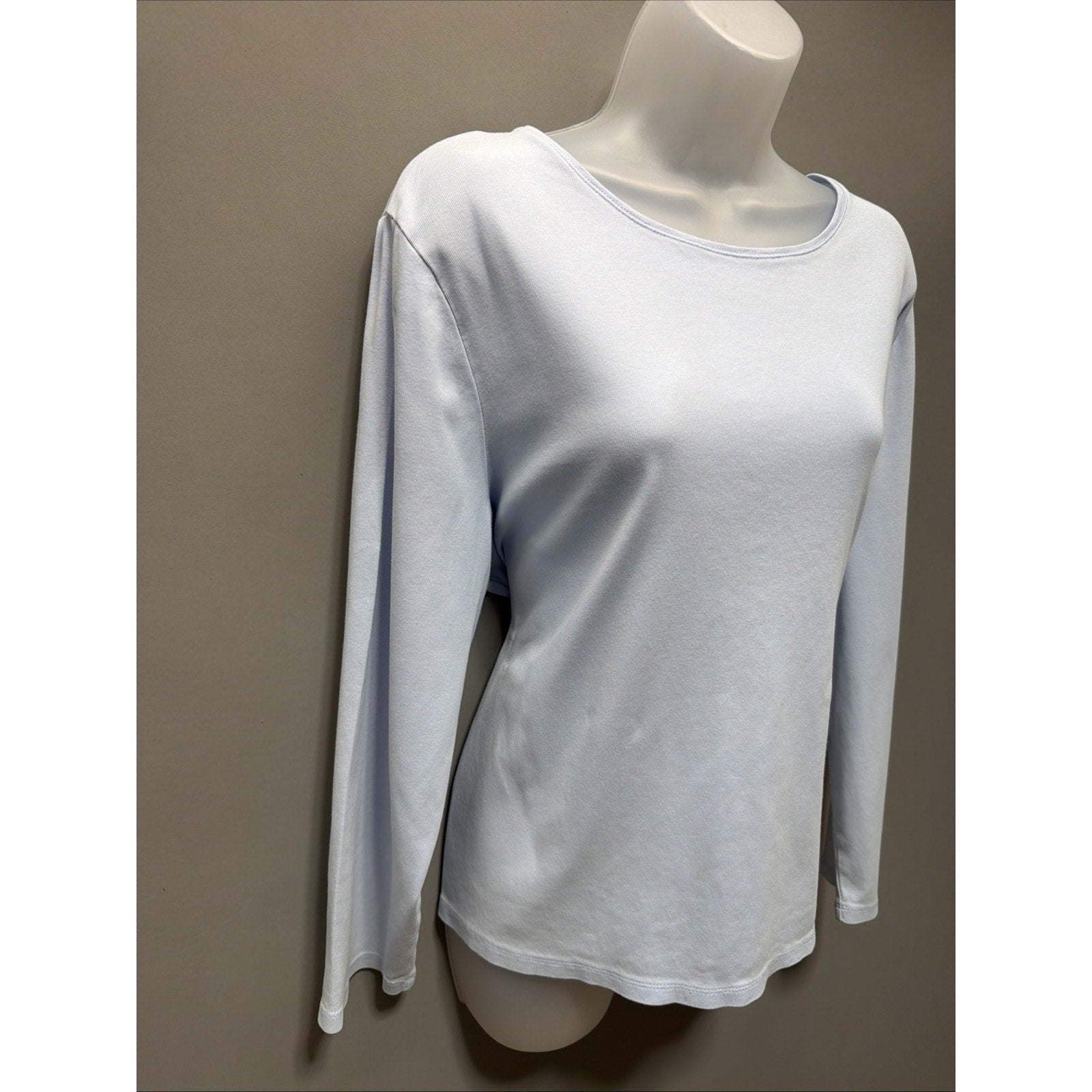 Talbots Tee Women's 3X Blue Boat Neck Pima Cotton Top Long Sleeve Plus