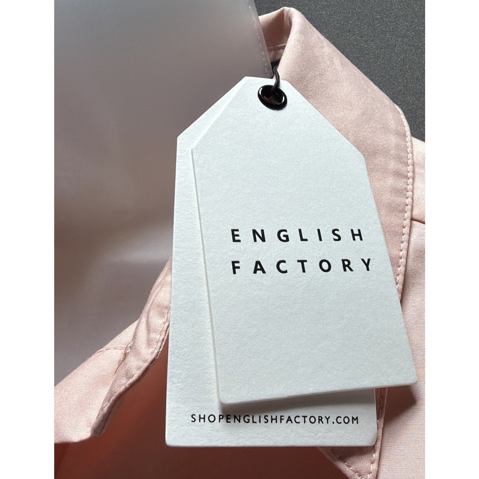 English Factory Womens Classic Collared Shirt Dress Small Pink Button Up New