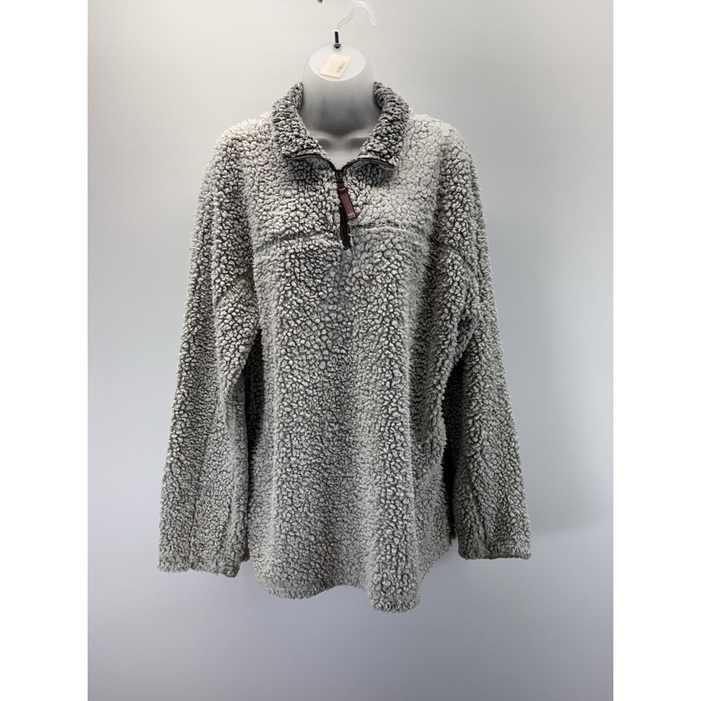 True Grit Sherpa Quarter Zip Gray Pullover Zig Zag Zipper Size XL
