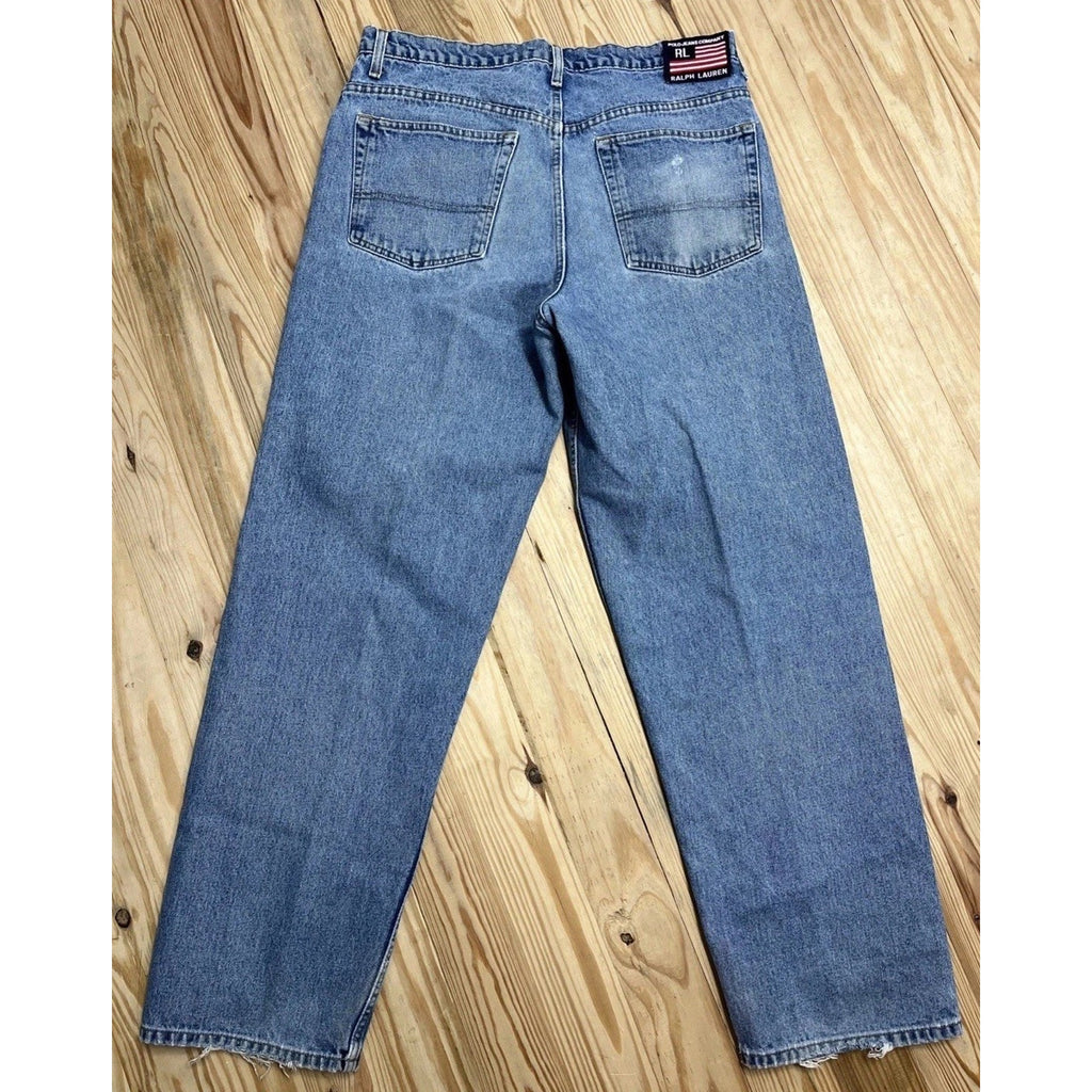 Vtg 90s Polo Jeans Company Ralph Lauren Baggy Fit Denim Jeans Wide Leg Y2K 34