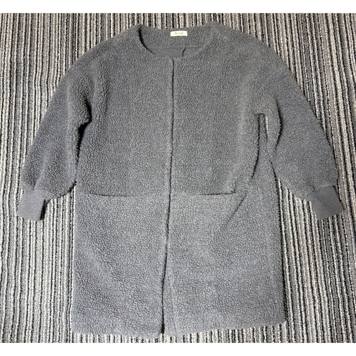 Madewell Bonded Sherpa Cocoon Coat Womens Sz XS Gray Fleece Stretch