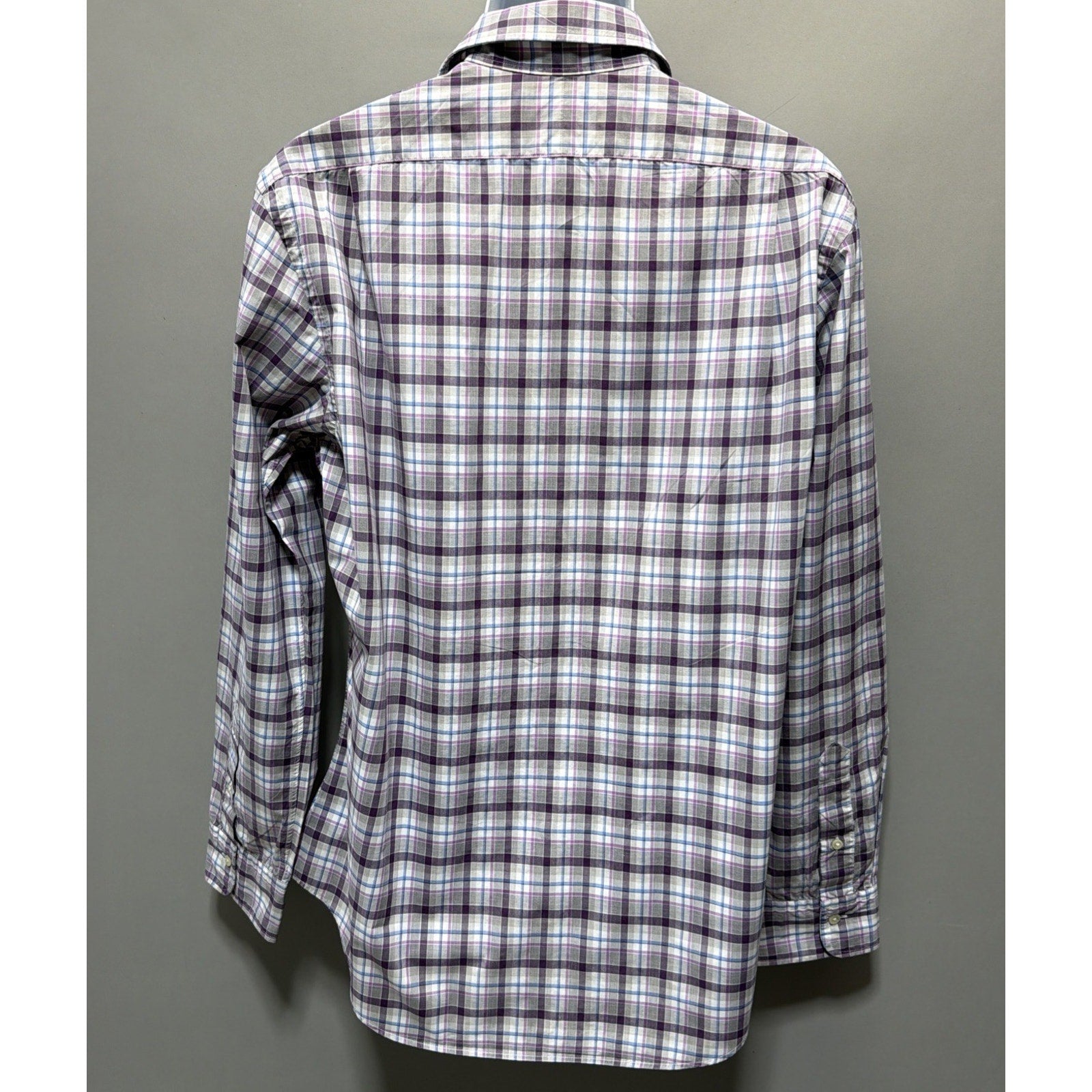 Mens Polo Ralph Lauren Slim Fit Long Sleeved Purple Plaid Button Up Shirt L