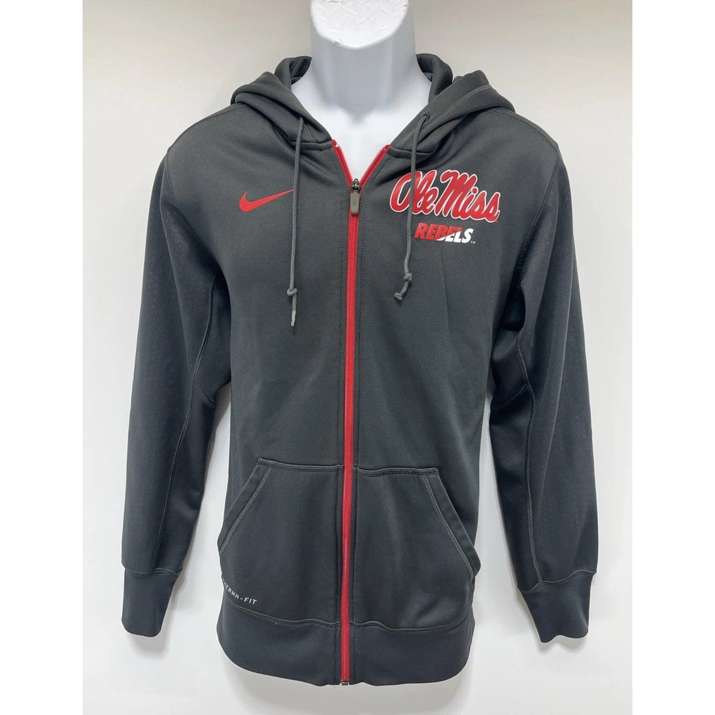 Nike Therma Fit Mississippi Ole Miss Rebels Full Zip Hoodie Men’s Size M Gray