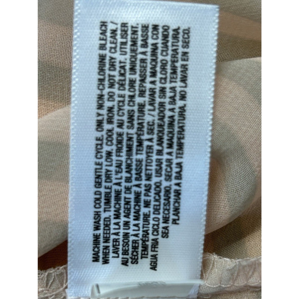 WOMEN'S OLD NAVY SHEER PEACH/GRAY STRIPE LONG SLEEVE SHIRT - SIZE LARGE.