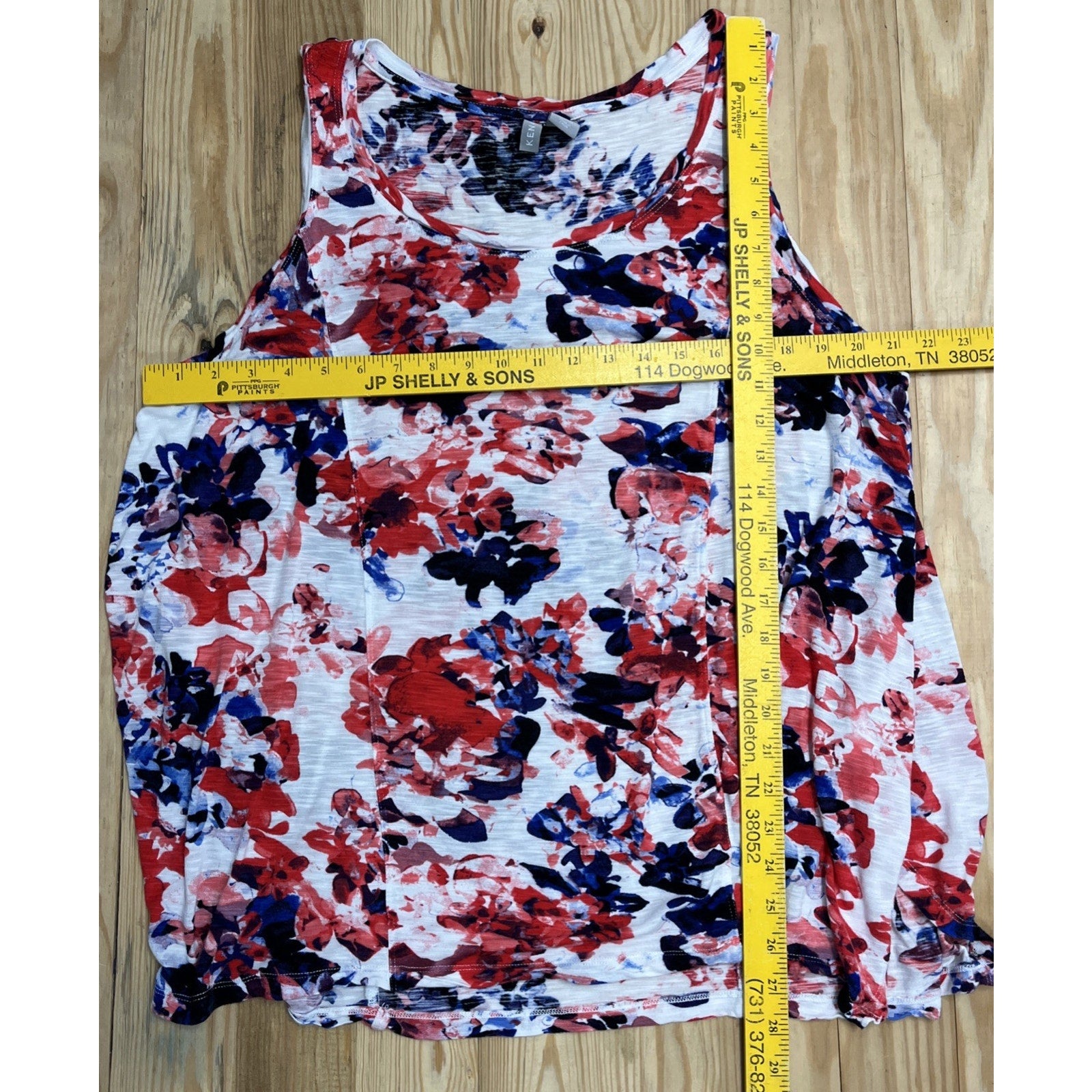 Womens kenar white floral tank top sz 2X
