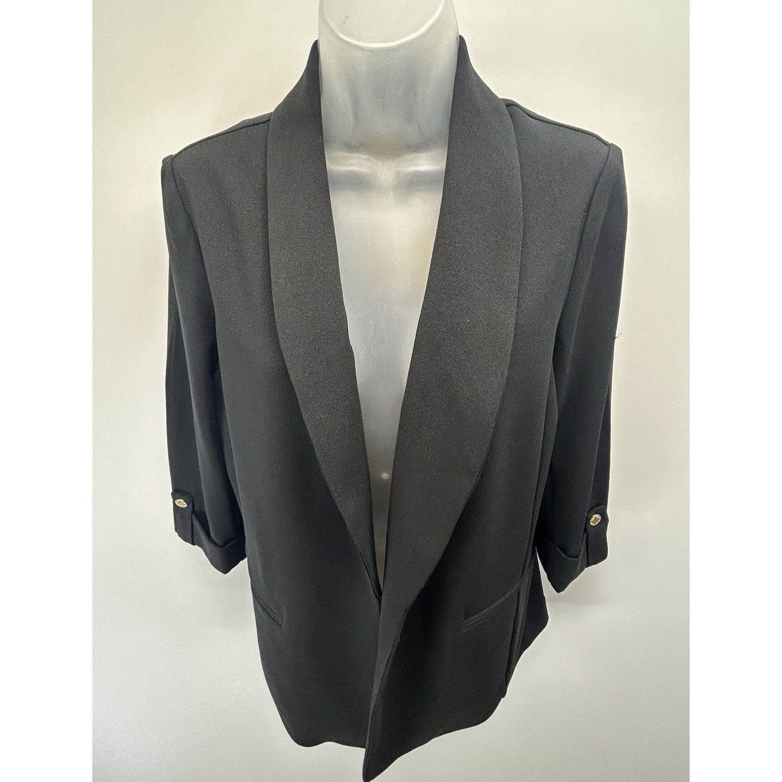 Anne Klein Shall Collar Open Jacket Women's Black Size Medium New With Tags.