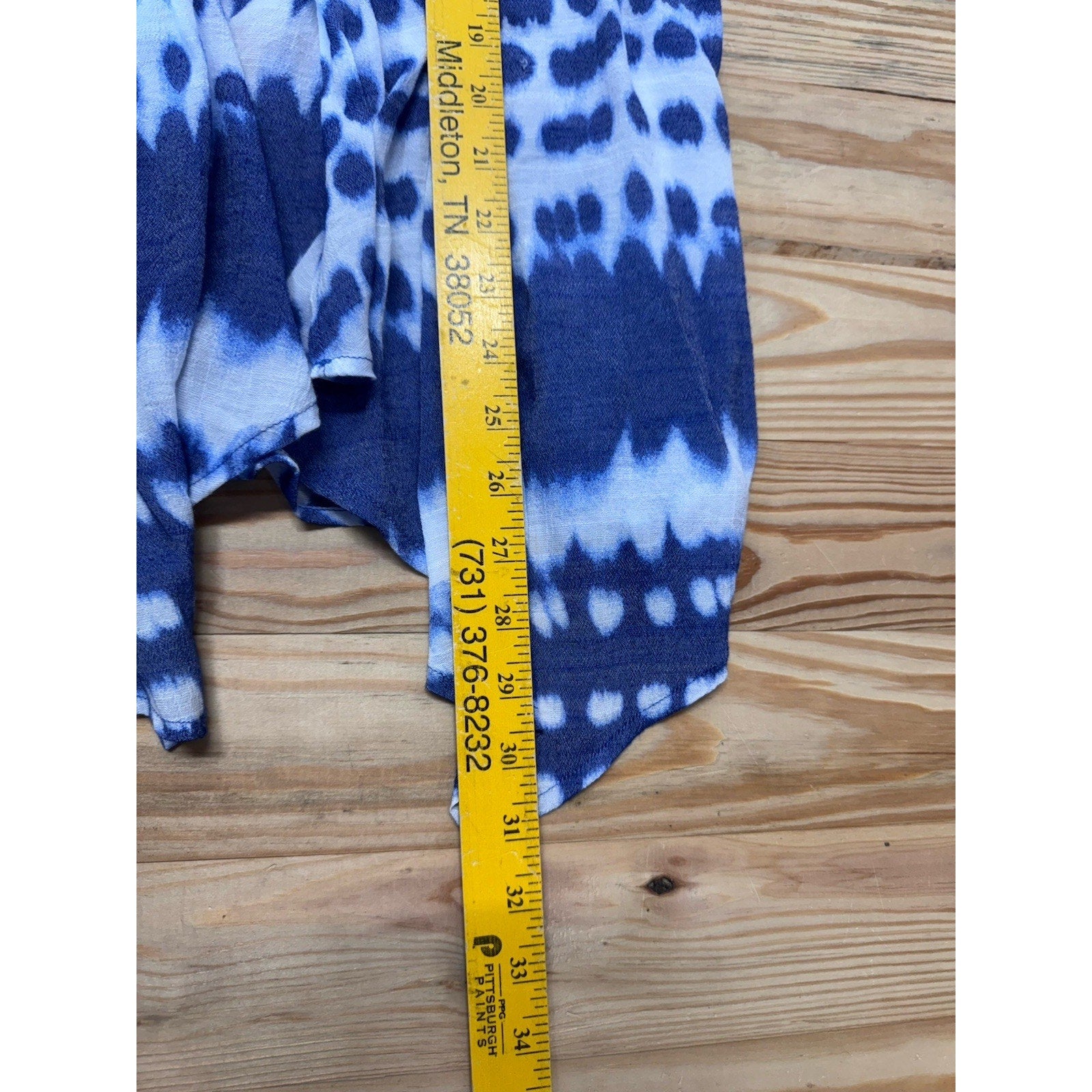 Brina & Em Women’s Sleeveless Blue & White Tie Dyed Cardigan Cover Up Size Large