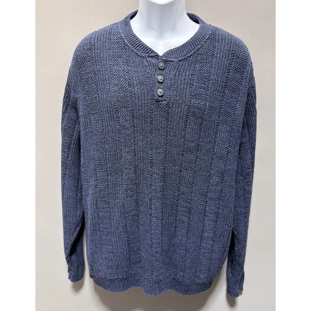 Oscar De La Renta Sweater men's XL Blue Henley Sophisticated Designer Old Money