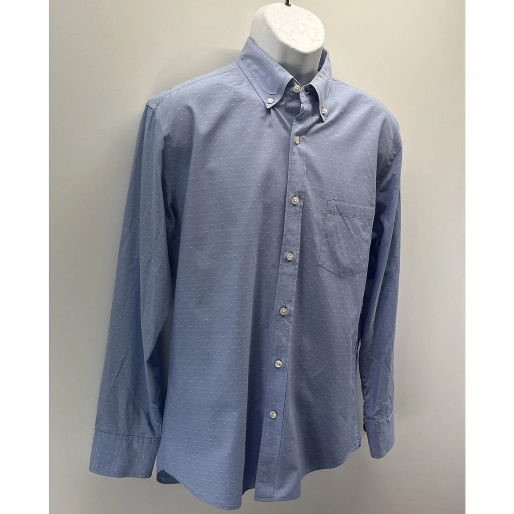 J Crew Mauritius Shirt Mens L Slim Fit Blue White Long Sleeve Button Down