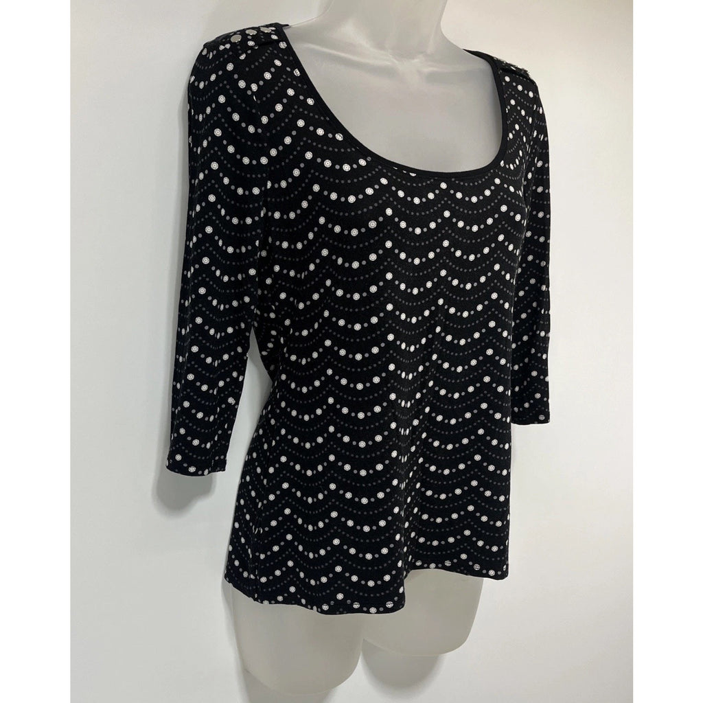 White House Black Market Black Polka Dot Top Women Size Small