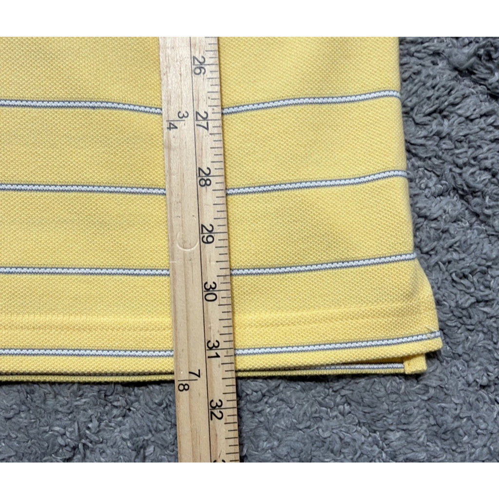 IZOD Luxury Sport Mens XL Polo Shirt Yellow Stripped Premium Cotton NWT