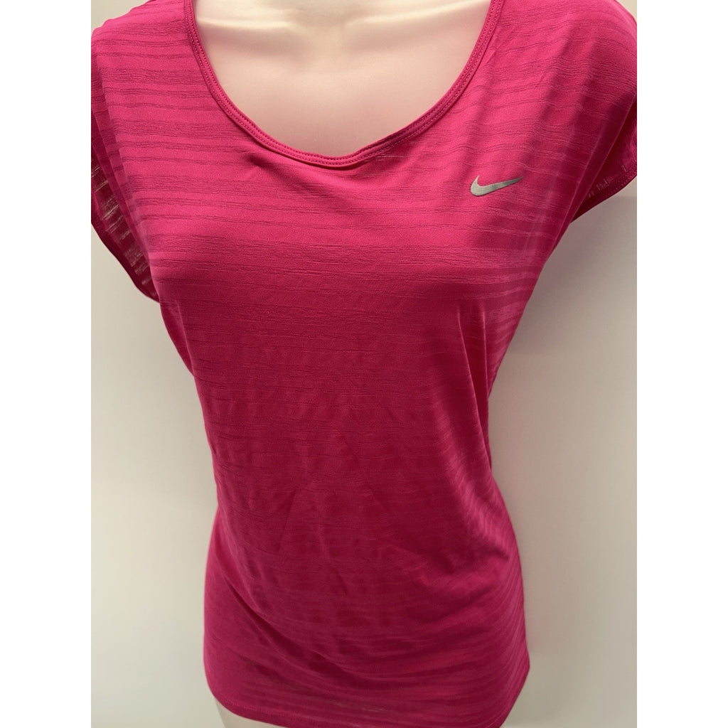 Nike Pro Dri Fit Shirt Pink V Neck Activewear Athletic Top Women's Size Large .