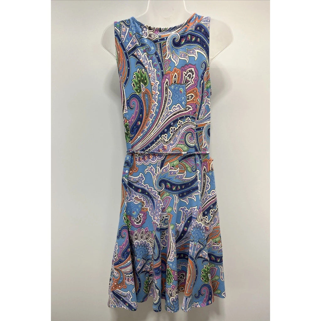 LAUREN RALPH LAUREN Paisley Knit Dress, Blue Multicolor, S
