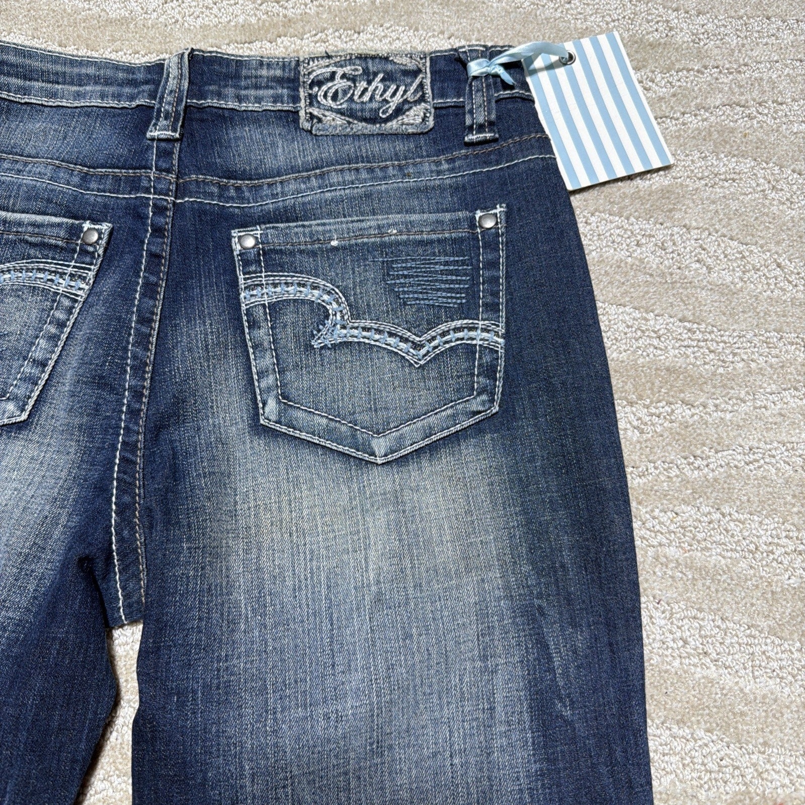 Ethyl Classic Bootcut Jeans Womens 6 Blue Western Embroidered NWT 29x33.5