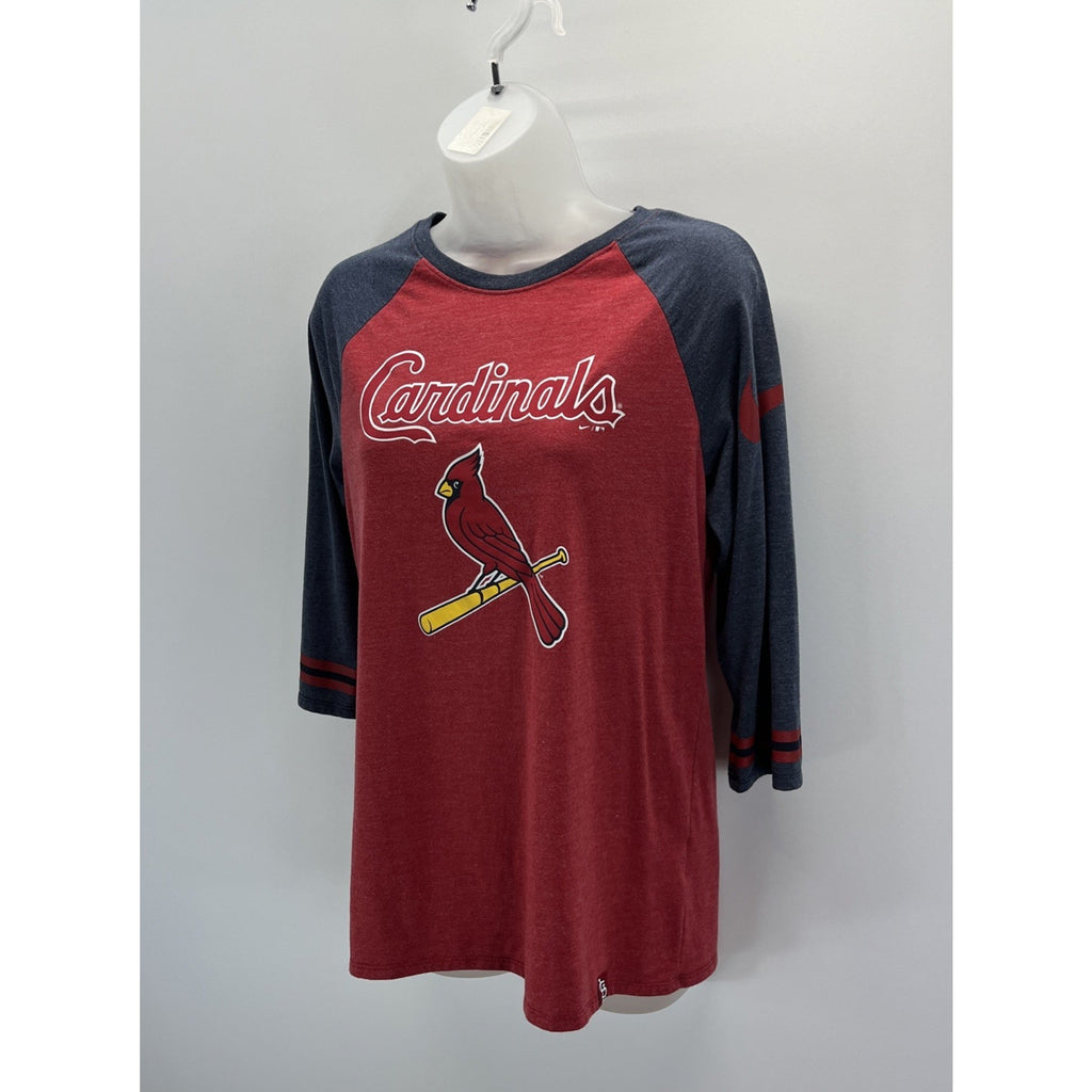 Nike St. Louis Cardinals Womens L Raglan Athletic Fit Red Grey 3/4 Sleeve Shirt