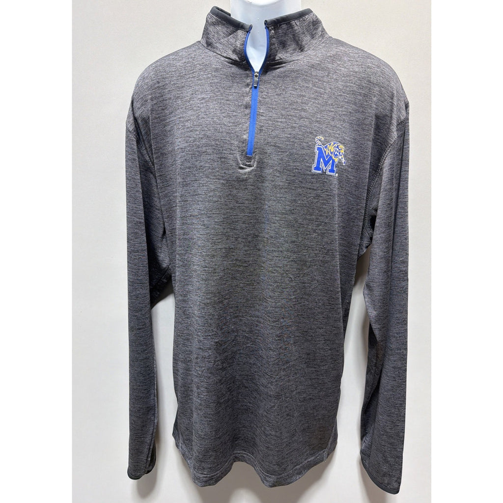 Colosseum Men’s Memphis Tigers Heather Gray Logo Dri-fit 1/4 Zip Pullover Sz XL