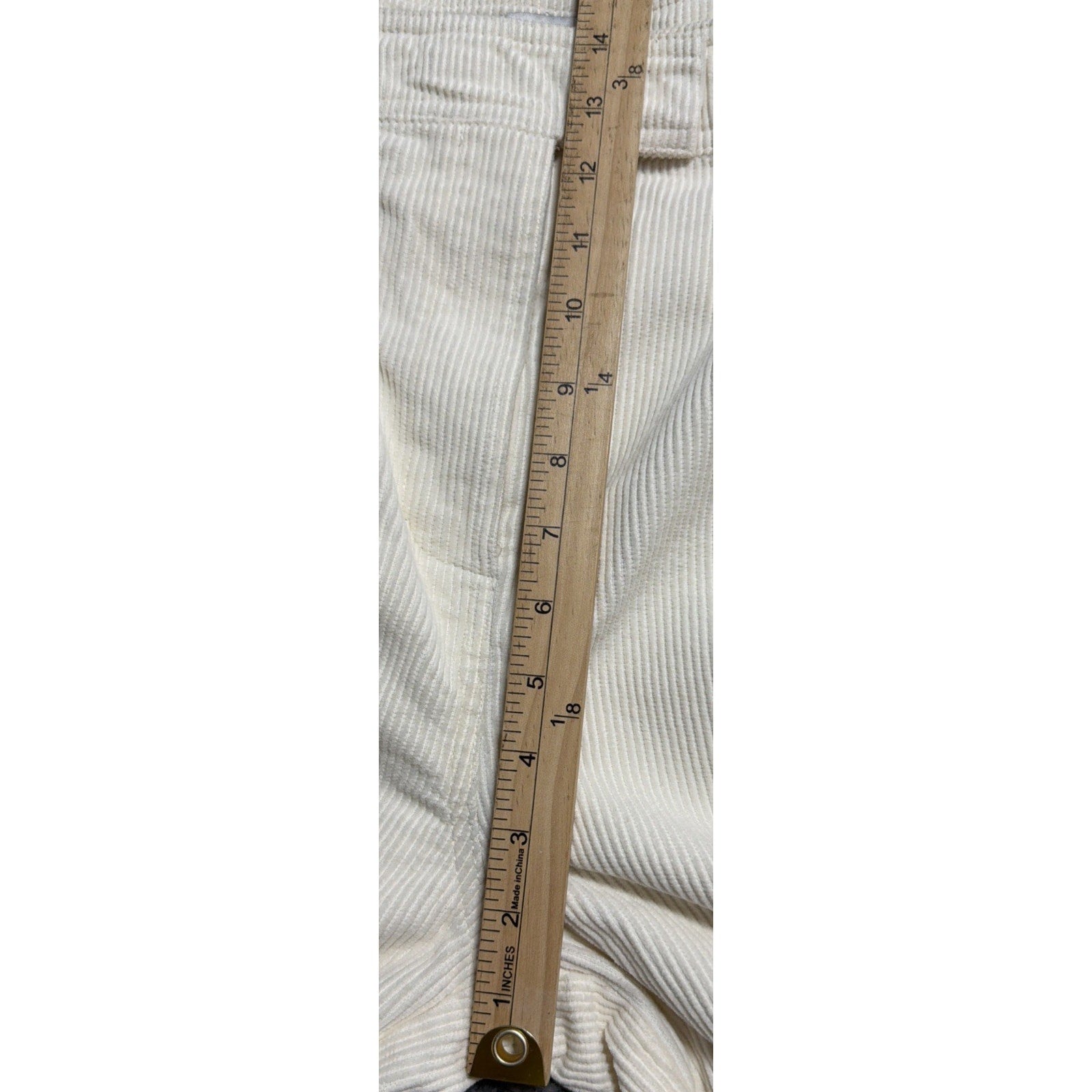 TOPSHOP Women's 10 WIDE LEG Corduroy Pants Jeans 30x27 Ivory High Rise Retro