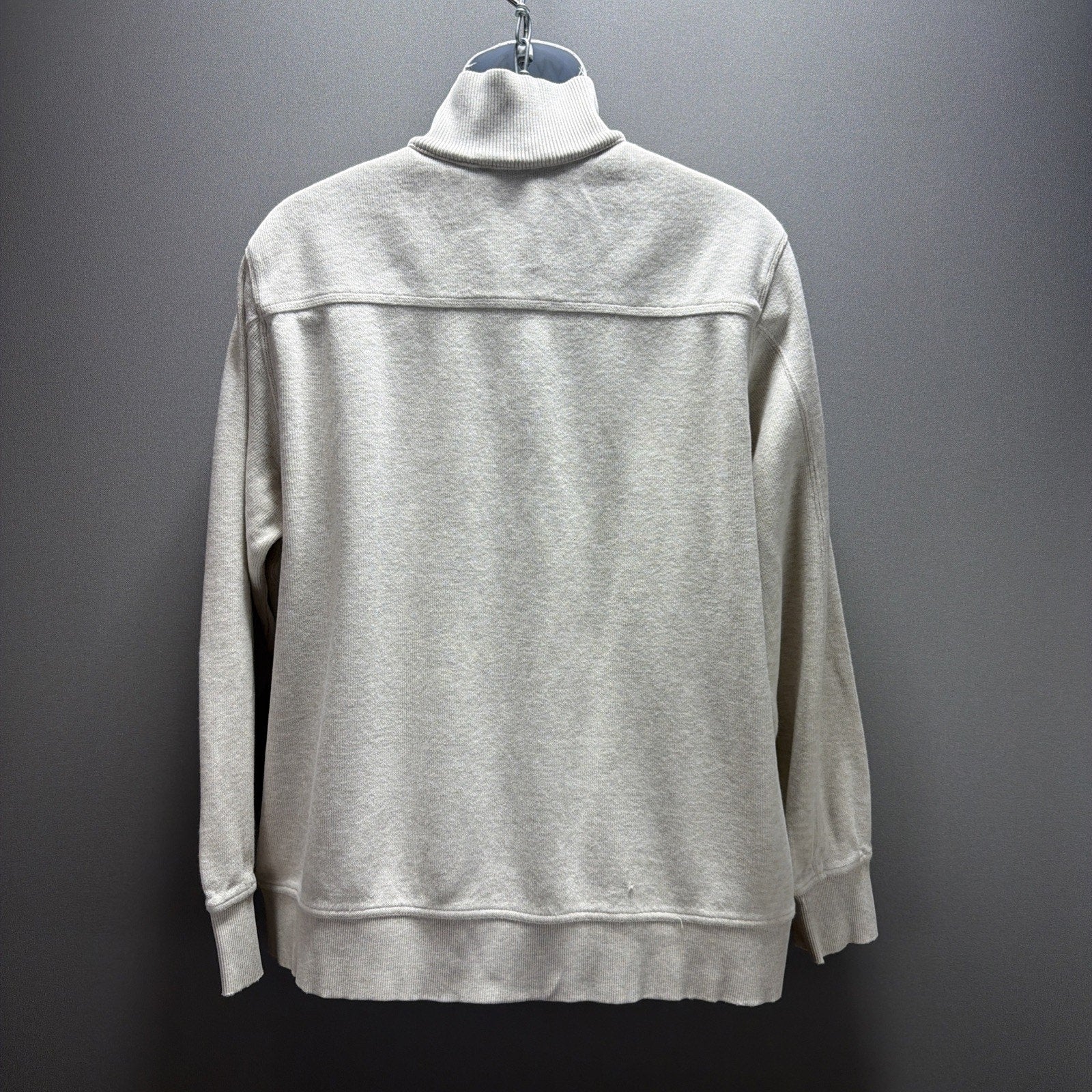 Eddie Bauer Quarter Zip Pullover Sweater Mens XL Beige Cotton Mock Neck
