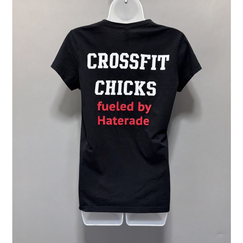 CrossFit Women's L Black Logo V-Neck T-Shirt Keep Calm Crossfitters Are Coming