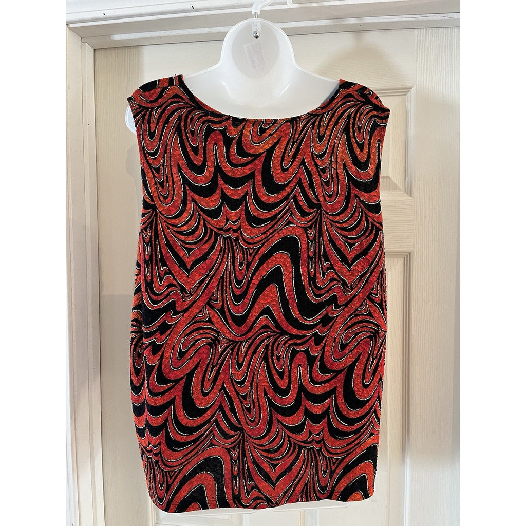 Studio C Plus Blouse Women's 22W Plus Sleeveless Red Black White Pullover Light