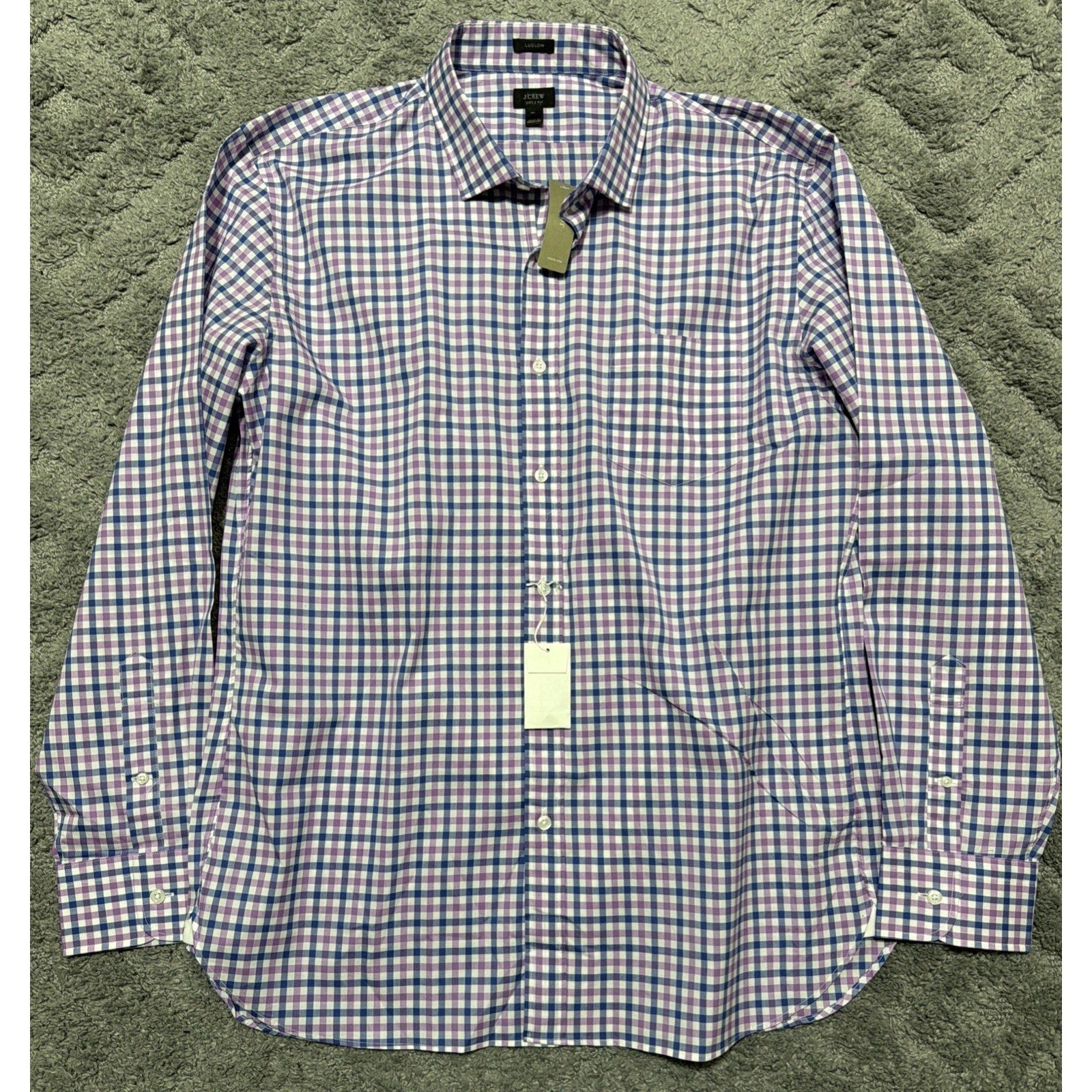 J Crew Dress Shirt Men's XL Ludlow 120's 2 Ply Gingham Check Long Sleeve New
