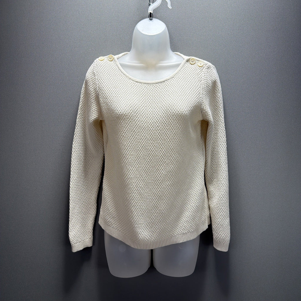 Ann Taylor Loft Button Shoulder Detail Sweater Ivory Sz Small Petite