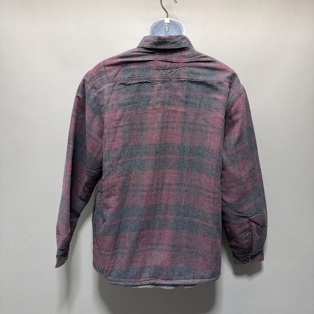 Mens Rugged Point Authentic Red Plaid Fleece Sherpa Button Up Shacket L NWT