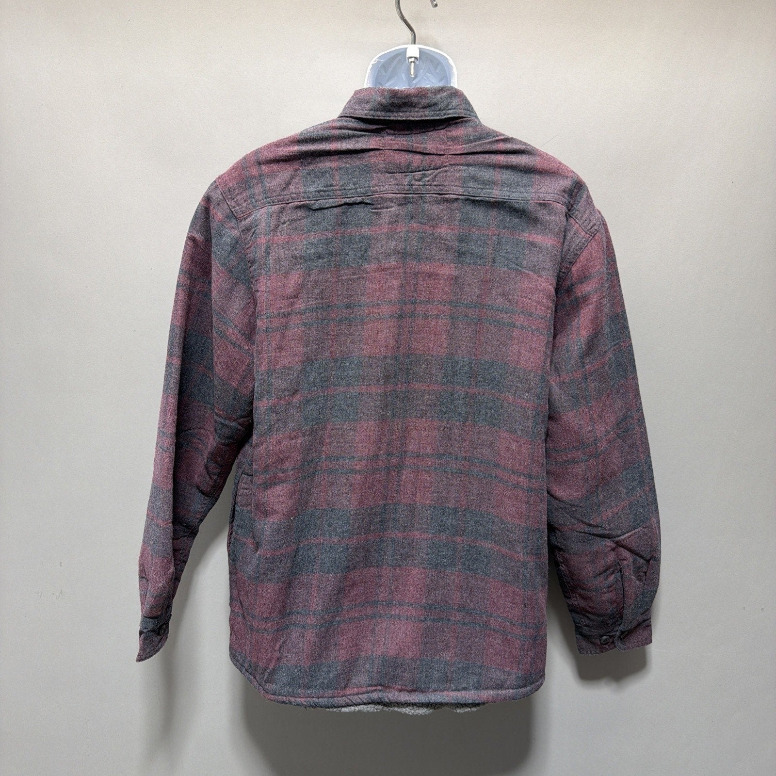 Mens Rugged Point Authentic Red Plaid Fleece Sherpa Button Up Shacket L NWT
