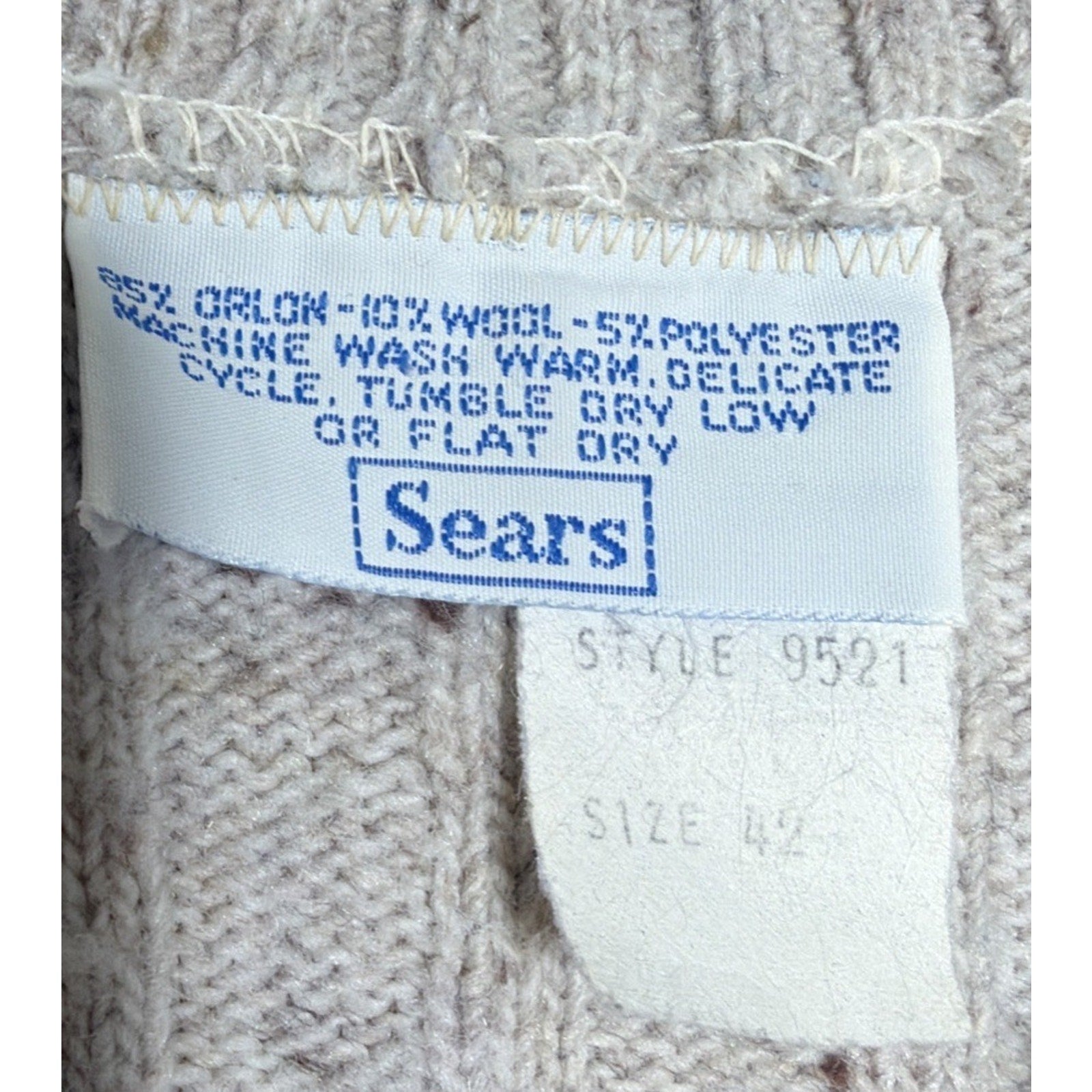 Vintage 80s 90s Sears Wool Blend sandy tan brown confetti made in USA Size 42