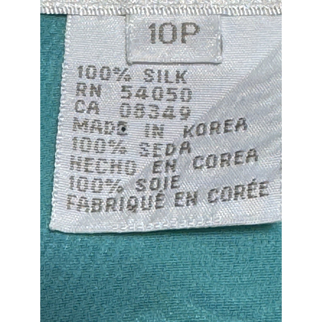 Jones New York Silk Skirt 10P Petite Blue Floral Midi Pencil Back Slit Lined