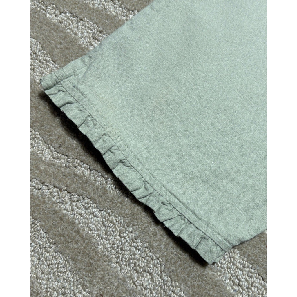 Vintage Capacity Linen Drawstring Crop Capri High Rise Pants Ruffle Hem SZ S